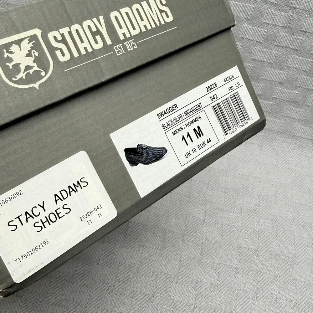 Stacy Adams Men‎ Shoes Swagger Studded Slip On Satin Black 25228-042 Size 11